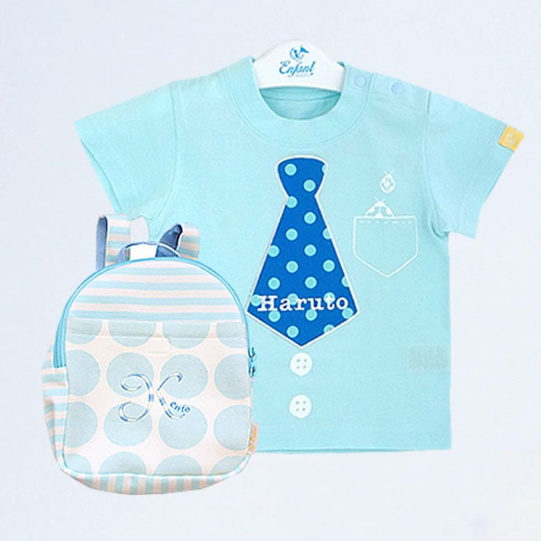 プリティパッチTシャツ（80・90ｃｍ）+シェリベビーリュック　タイ　ブルー