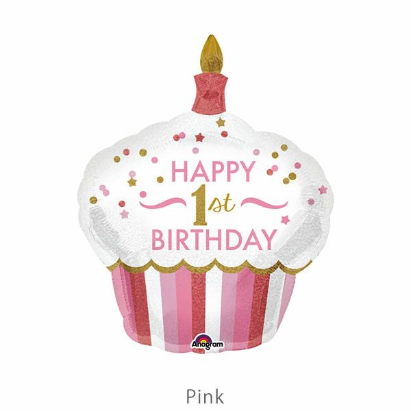 バースデー カップケーキバルーン pink