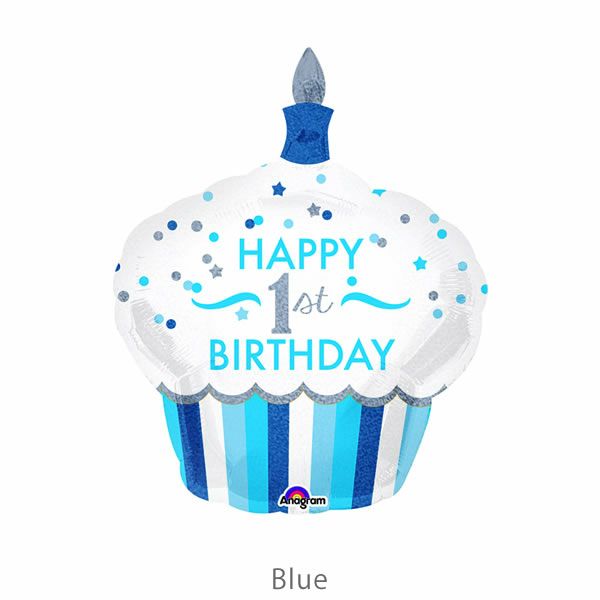 バースデー カップケーキバルーン blue