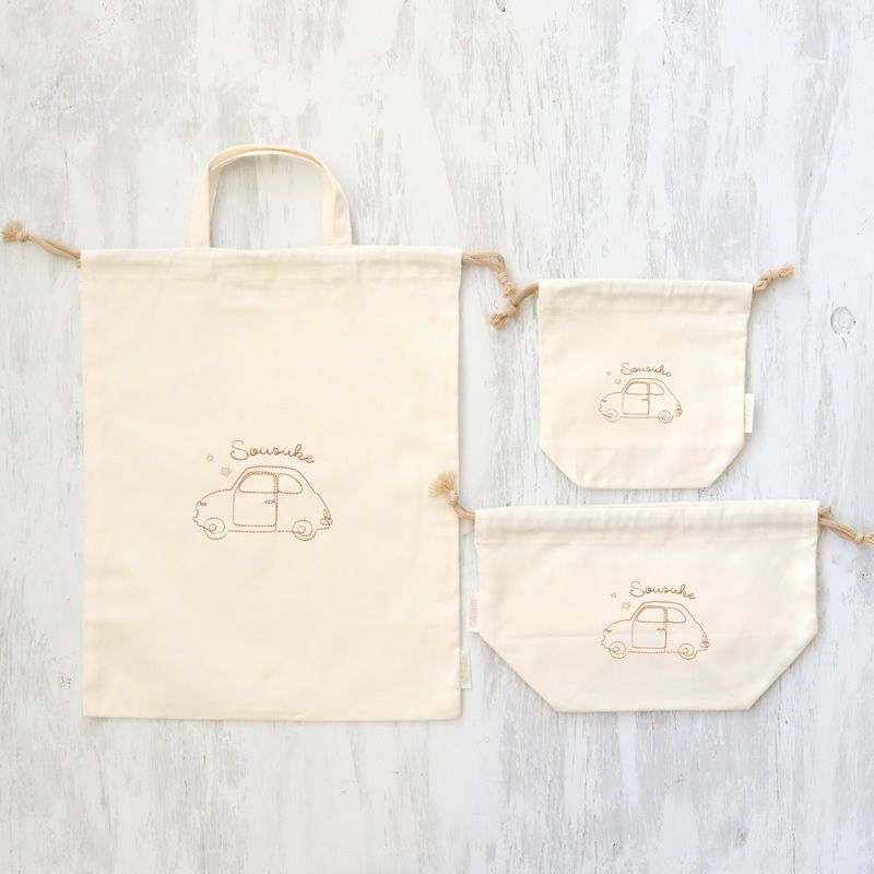 ジョリー 巾着バッグ ３点セット　ブルー