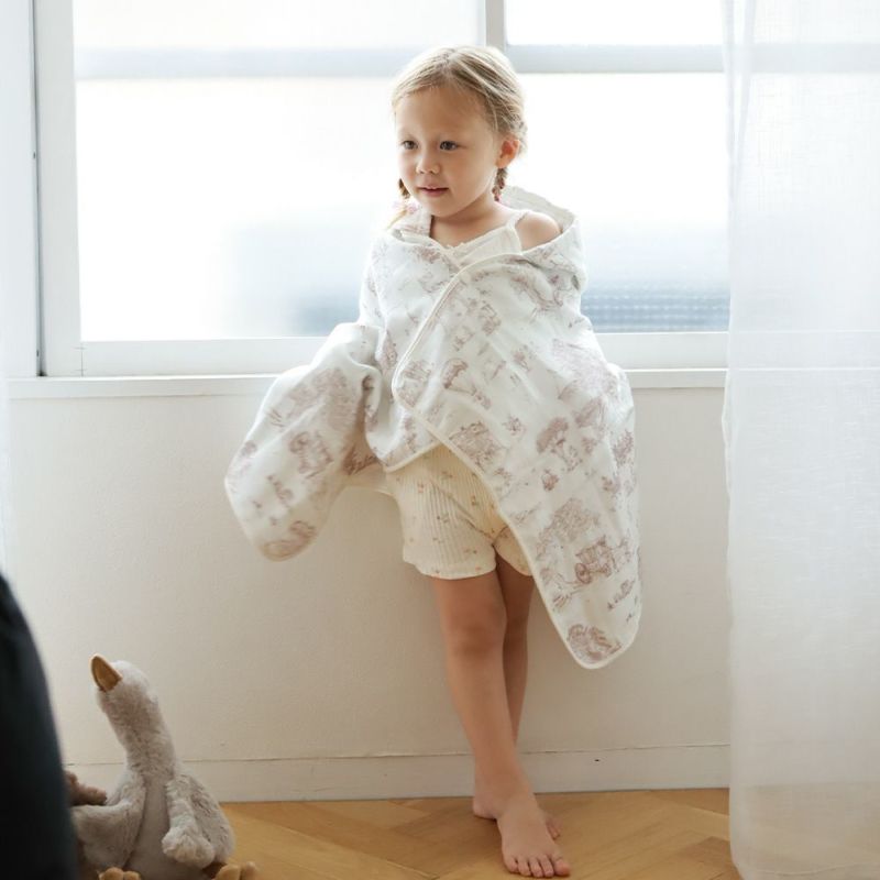 トワル・ド・ジュイ フード付き ガーゼ バスタオル | Bellevie Enfant